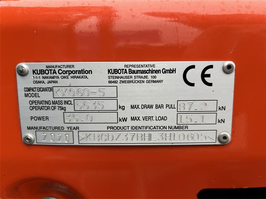 Kubota KX060-5 Hydraulisk hurtigskifte med kipbar planerskovl. - Gravemaskiner - Gravemaskiner på bånd - 13