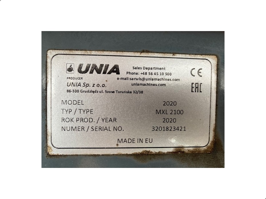 Unia MXL 2100 - Gødningsmaskiner - Liftophængte gødningsspredere - 5