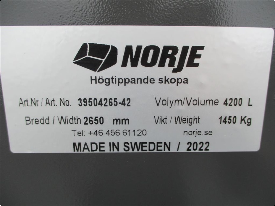 Volvo HØJTIPSKOVL 4,2 m3 265cm bred og vendbar bolt-on skær - Læssemaskiner - Gummihjulslæssere - 5